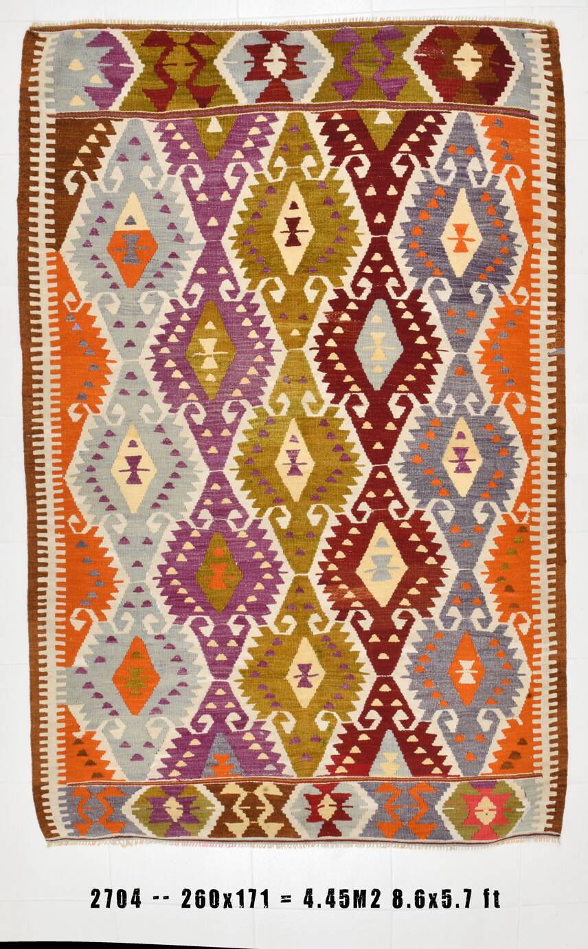 5x8 Geometric Handmade Wool Persian Kilim Rug, 171x260Cm