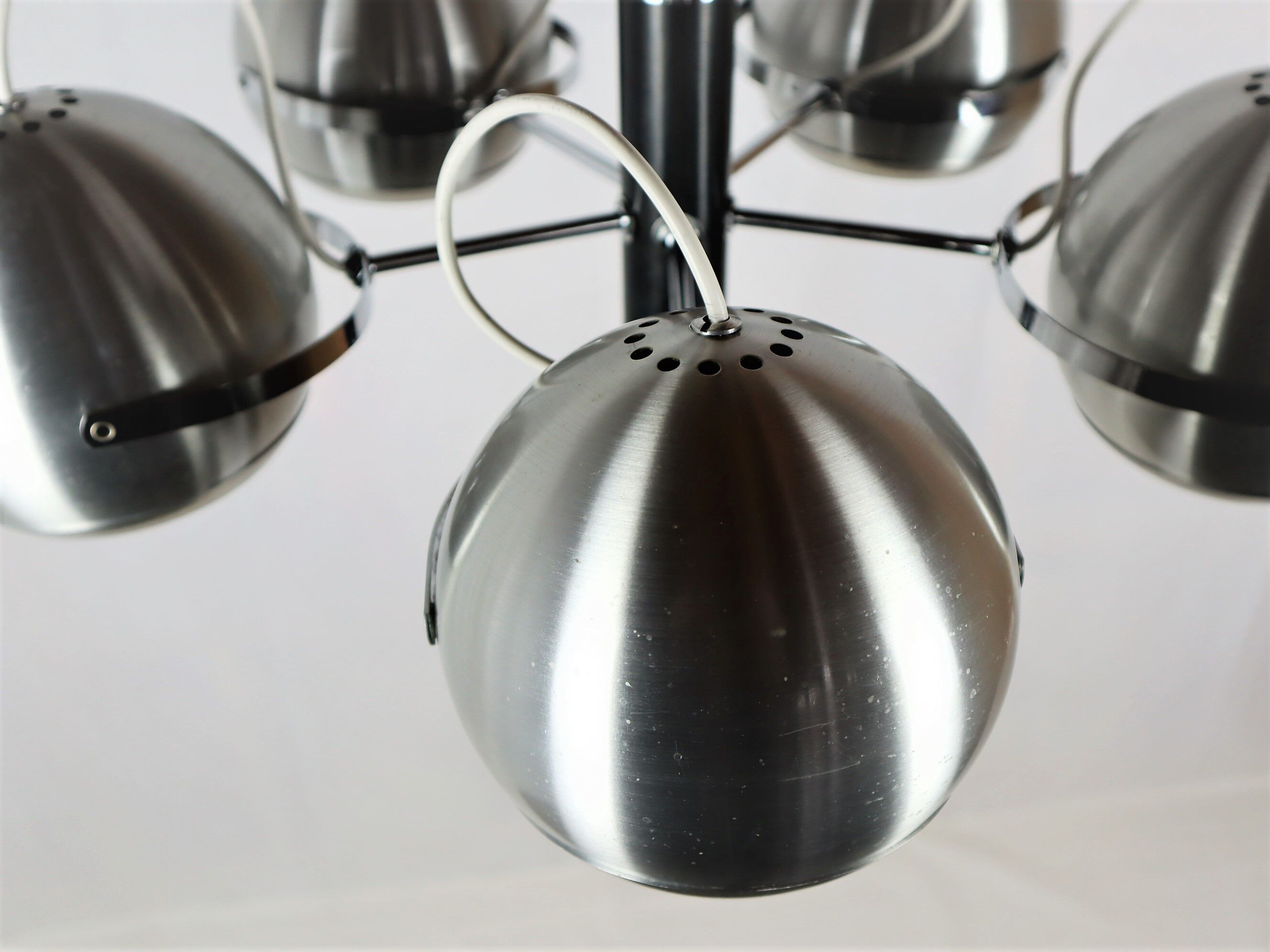 2 Vintage metal ball ceiling lamps 1960