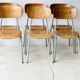 Chaises d'école vintage, lot de 6