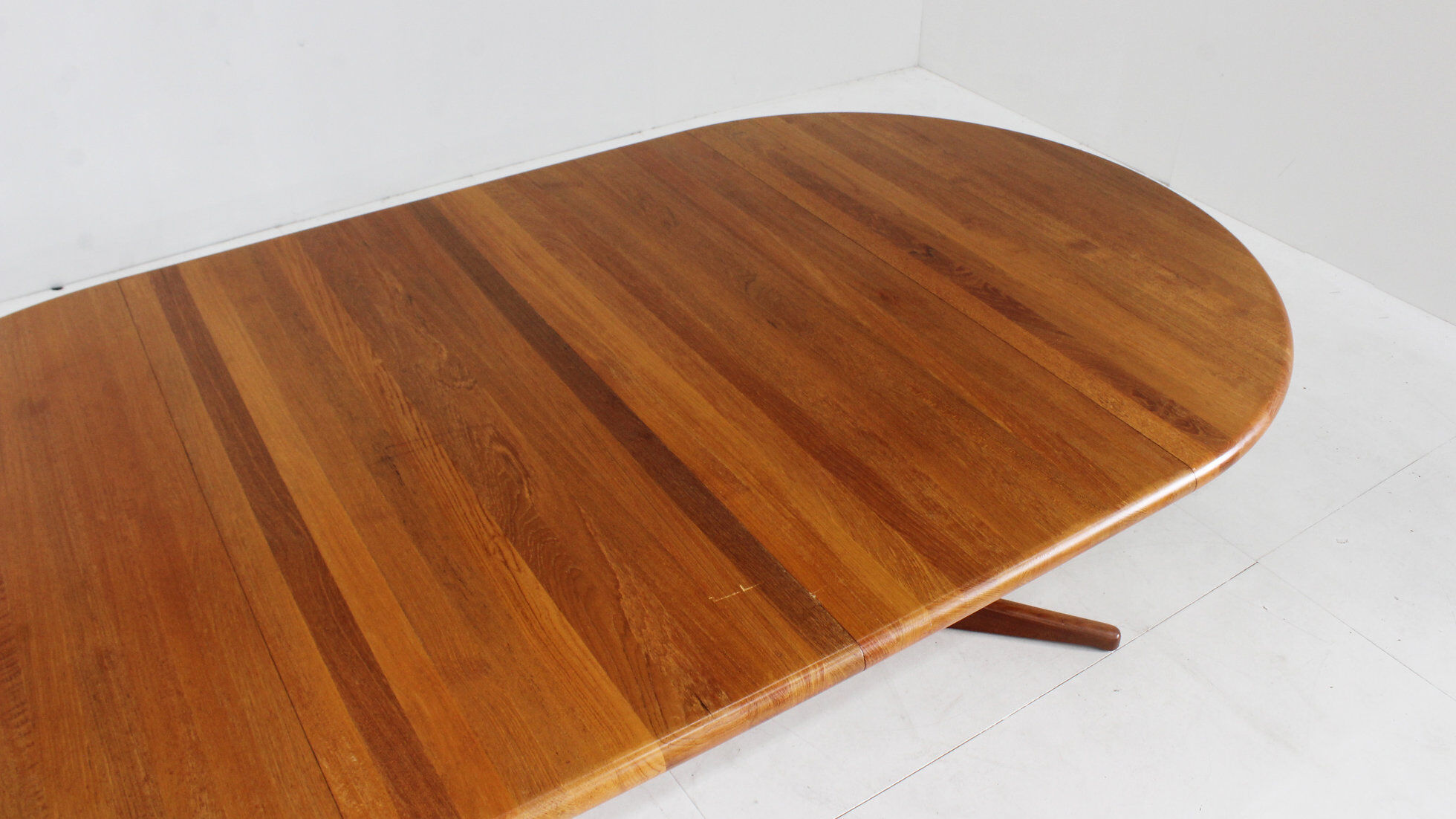 Vintage Glostrup Danish round extendable dining table solid teak