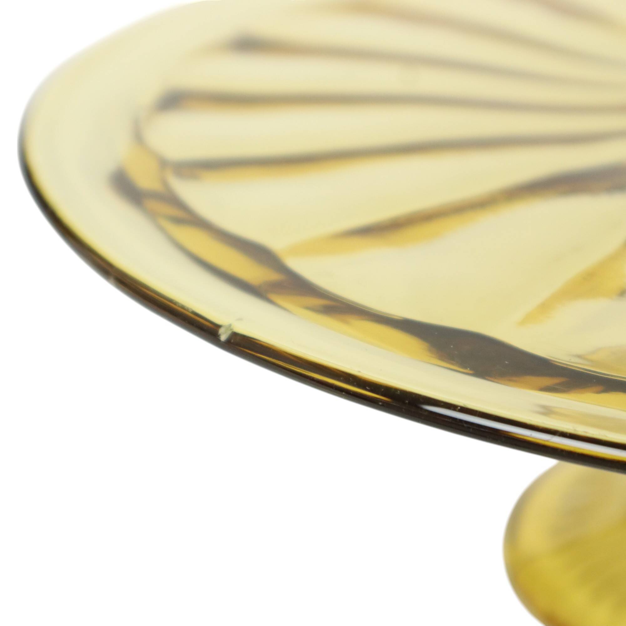 Art Deco Amber Cake Dish Pastry Bowl Depression Glass