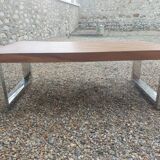 Elm tray table with chrome base