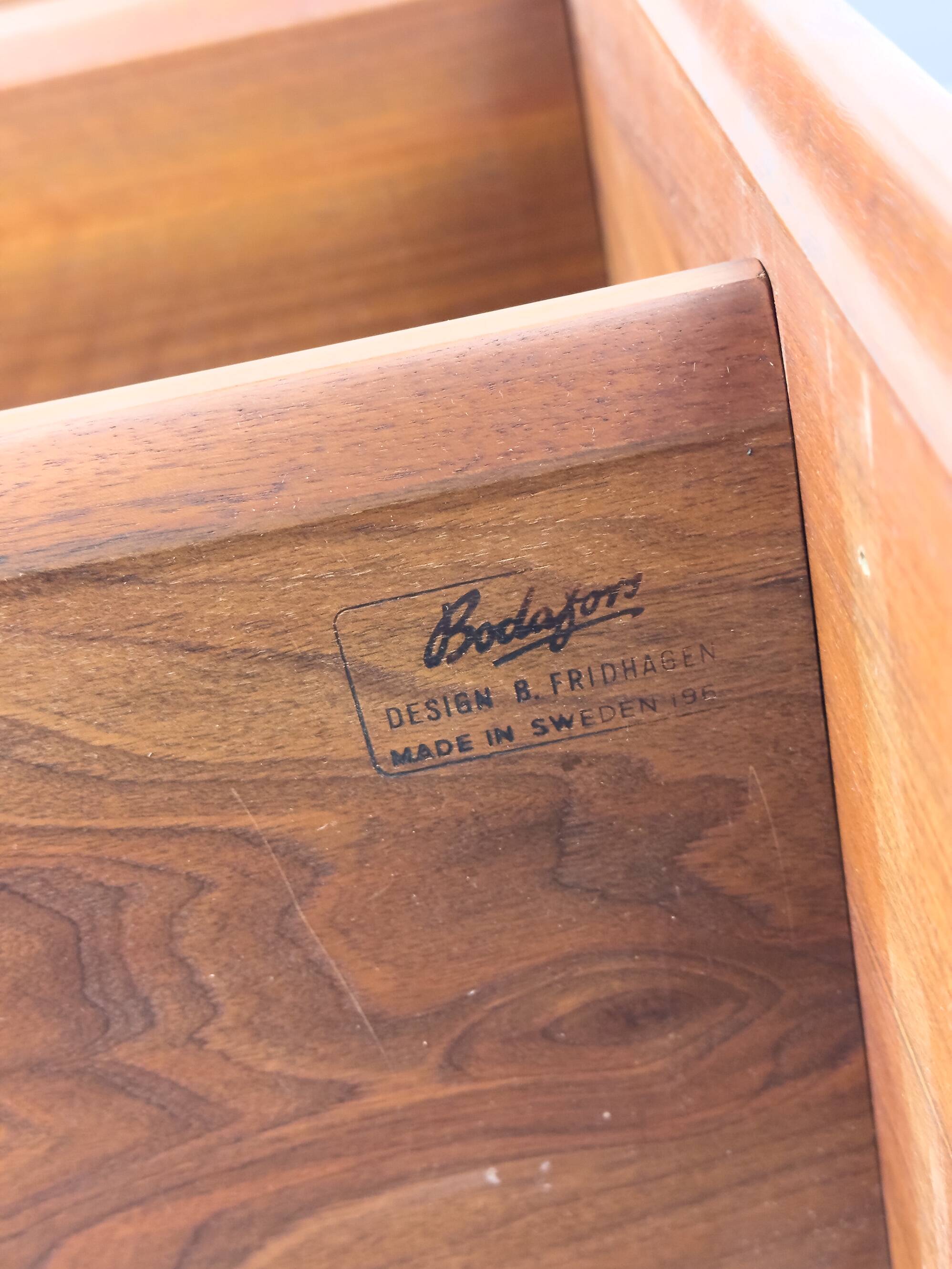 Large Walnut Bookcase by Bertil Fridhagen for Bodafors, 1969