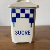 Badonwiller vintage sugar pot, checkerboard pattern