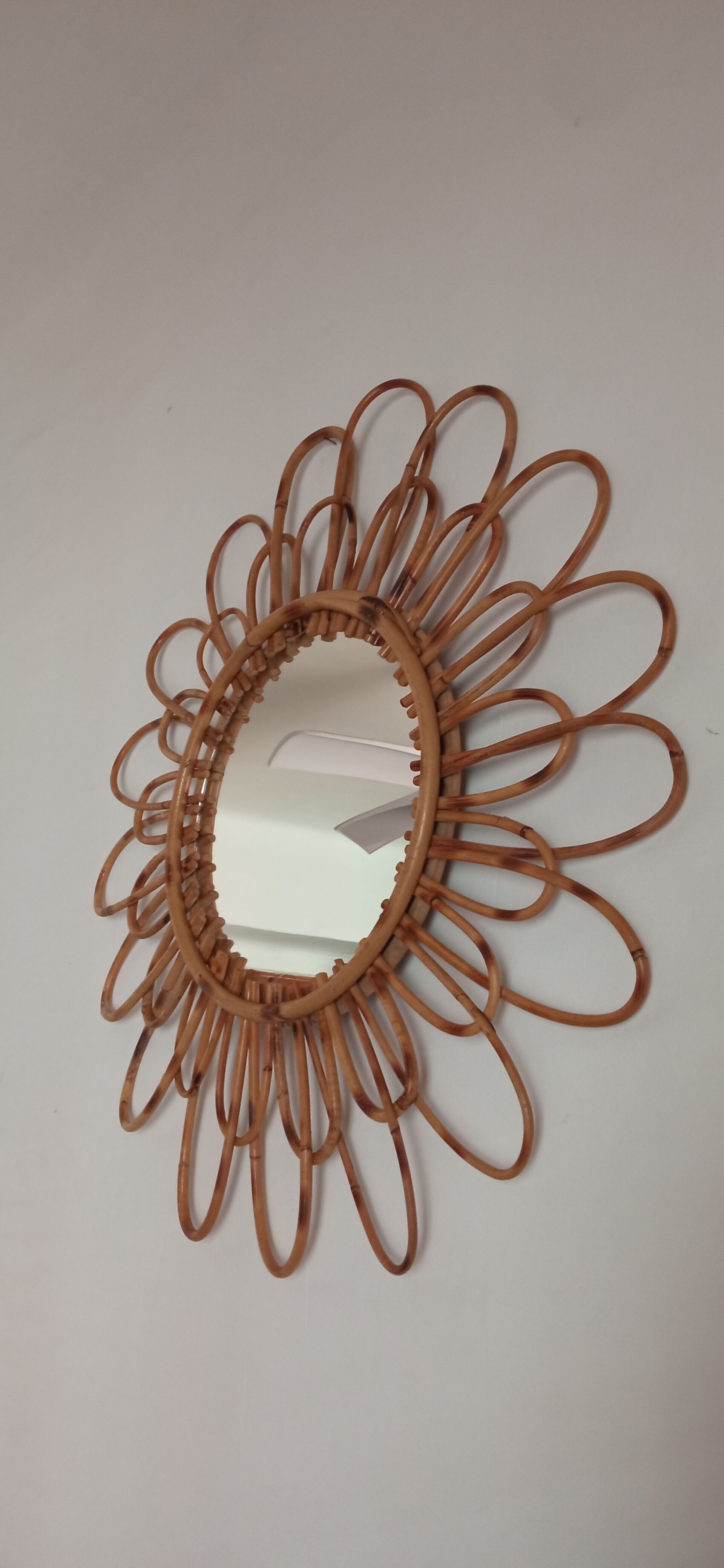 Vintage bamboo mirror 56cm