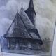 Alexandru Gogilea - "Acquaforte" Wooden Church - 20x20 cm