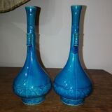 Paire de vases bleu japonisant Th.Deck