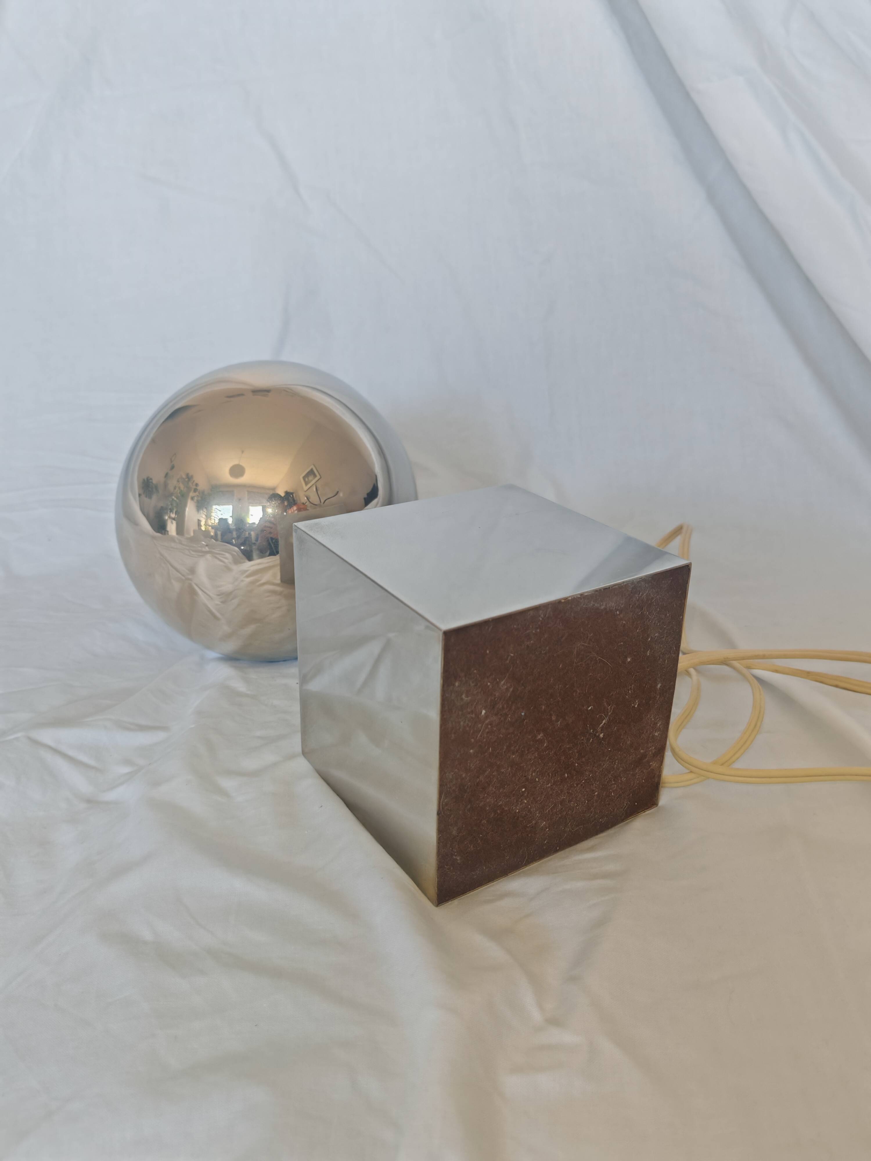 Pied de lampe Philippe Barbier, inox, 1970