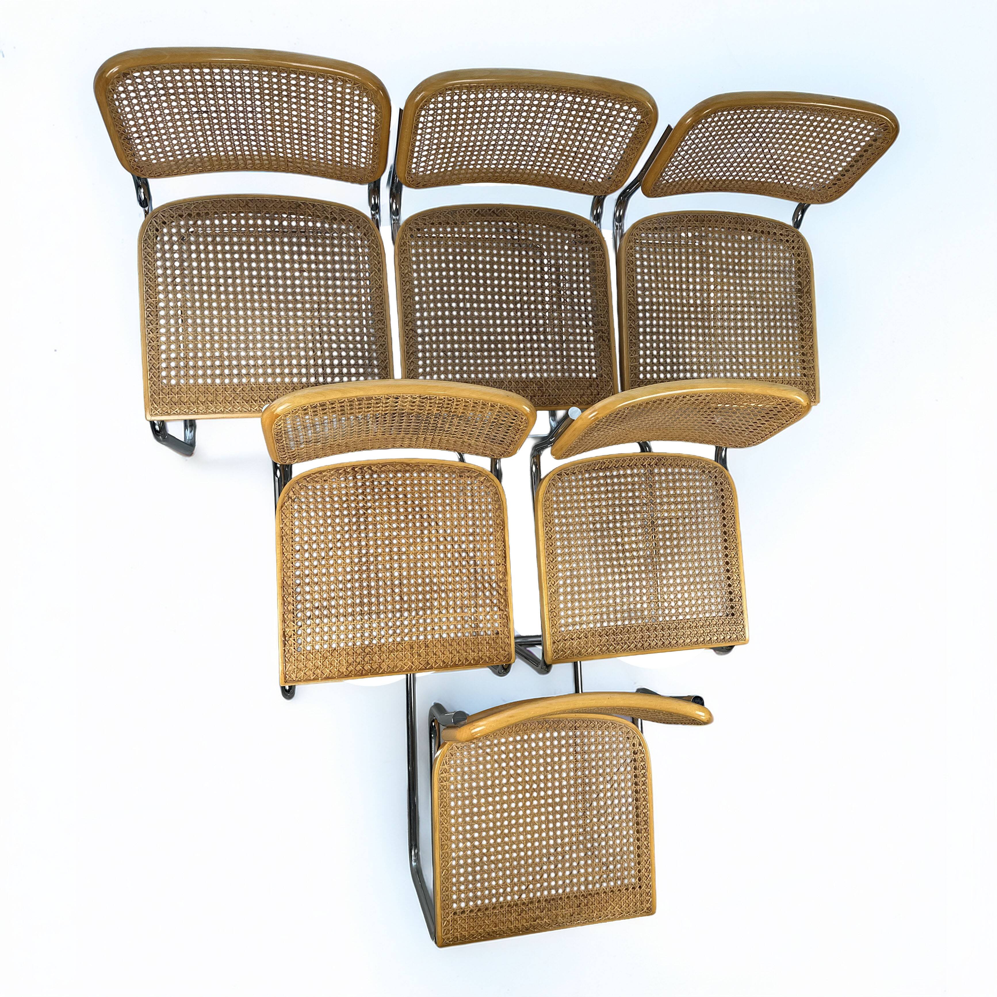 Ensemble de 6 chaises Cesca de Marcel Breuer pour Gavina, années 1960