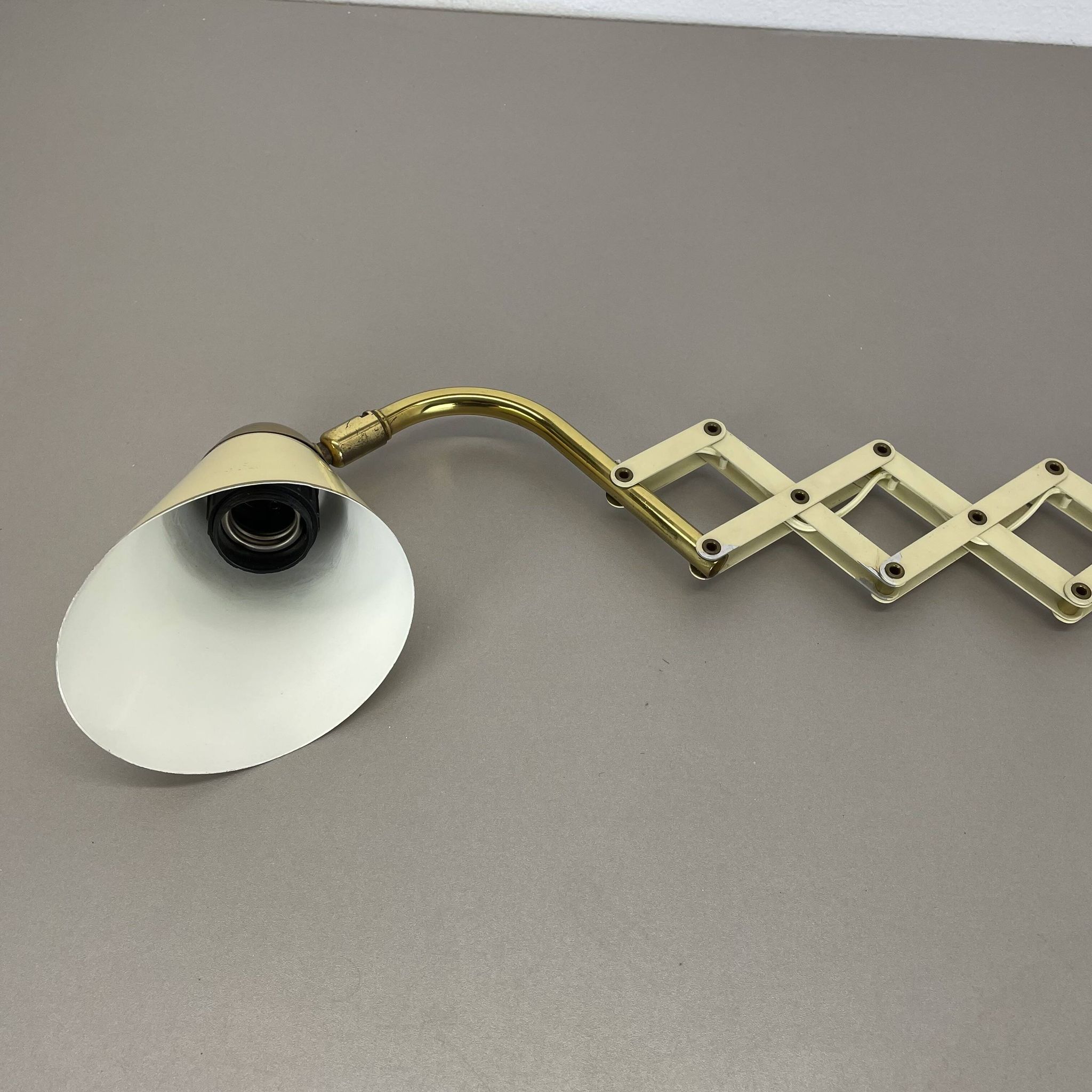 Original brass and metal scissors wall light by SIS Leuchten, Germany, 1950s.