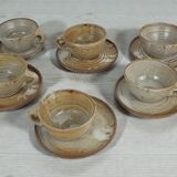 6 stoneware cups and saucers by Pierre Lion