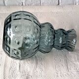 Large vintage smoked optical glass vase, Italy 1950