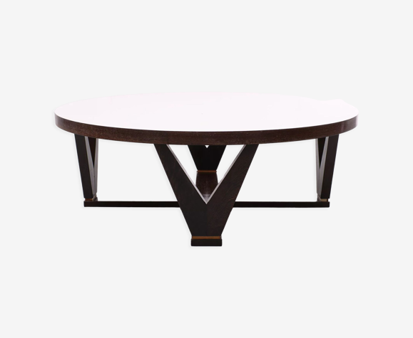 Table basse ronde wengé Hollande 1972
