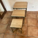 Pull-out table / end of vintage brass sofa signed USINOR