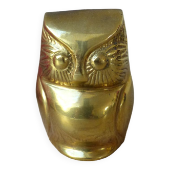 Figure Owl Hollow Brass Sculpture Vintage Collection