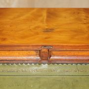 Military desk Harrods in Burr Yew wood with leather, country style.