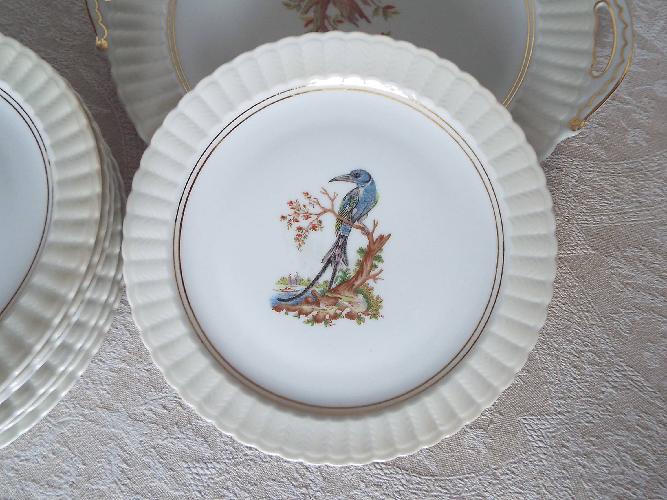 7 bird dessert plates