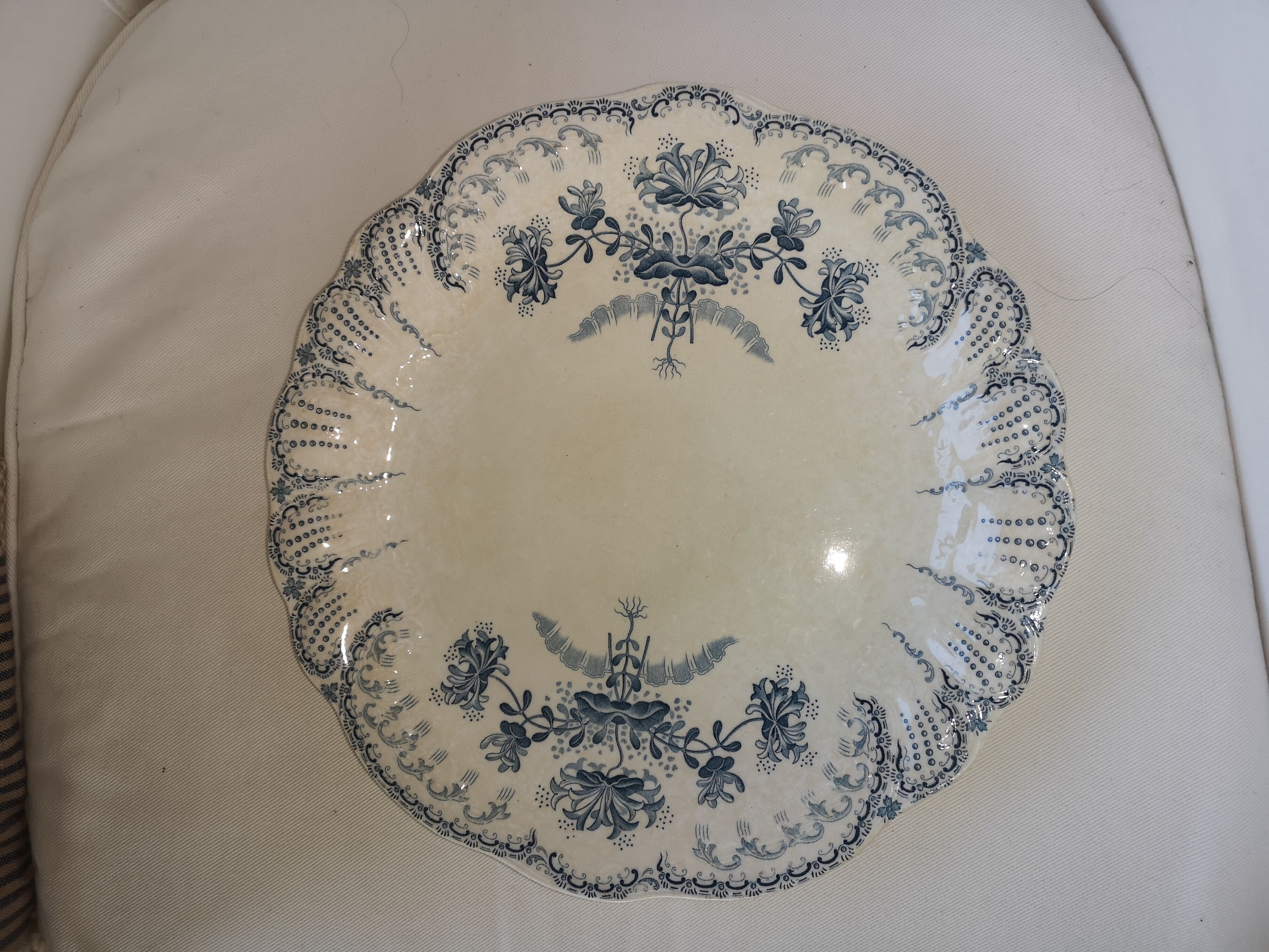 Serving dish, Saint Amand iron earth and Regency model hamage