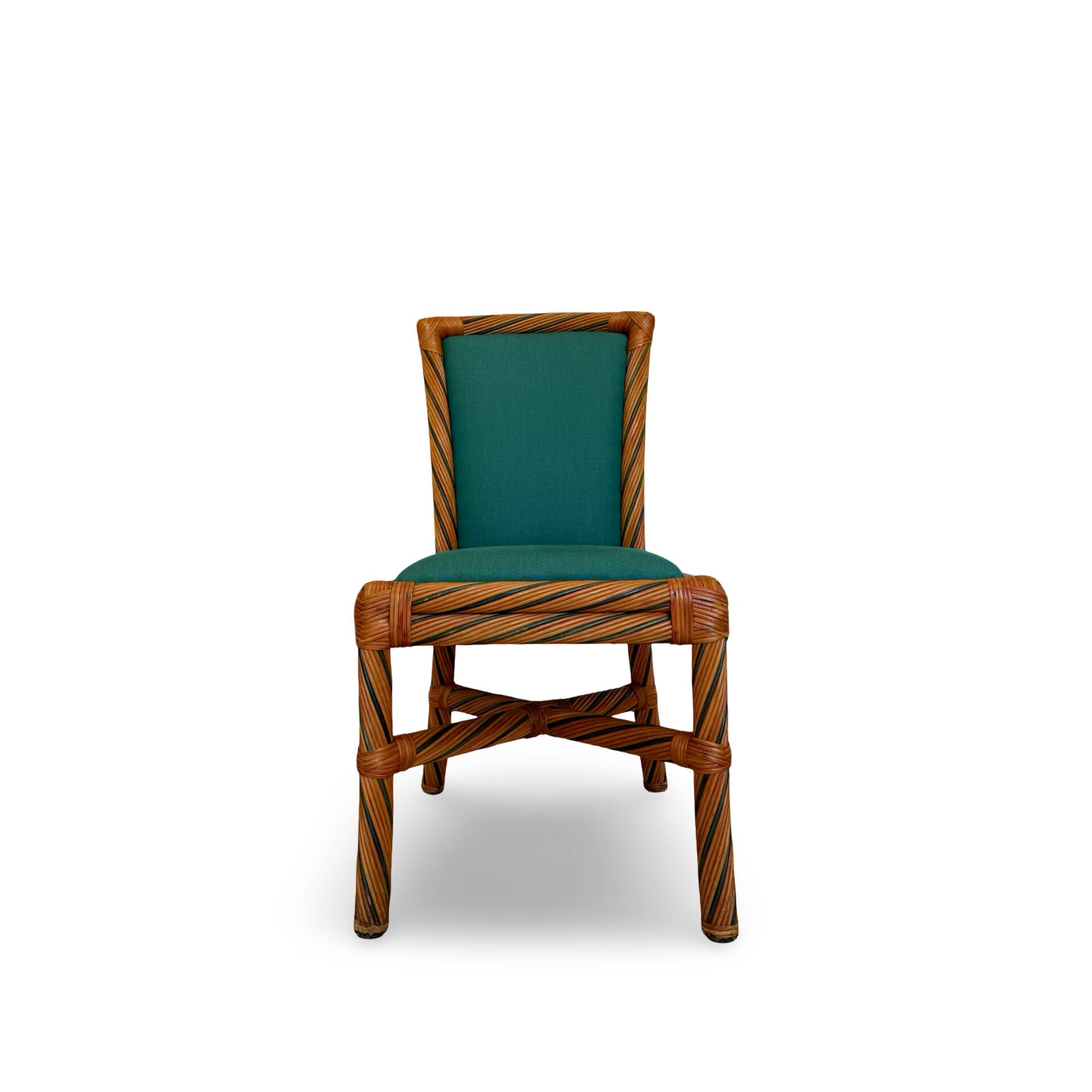 Set of six vintage bamboo and rattan dining chairs