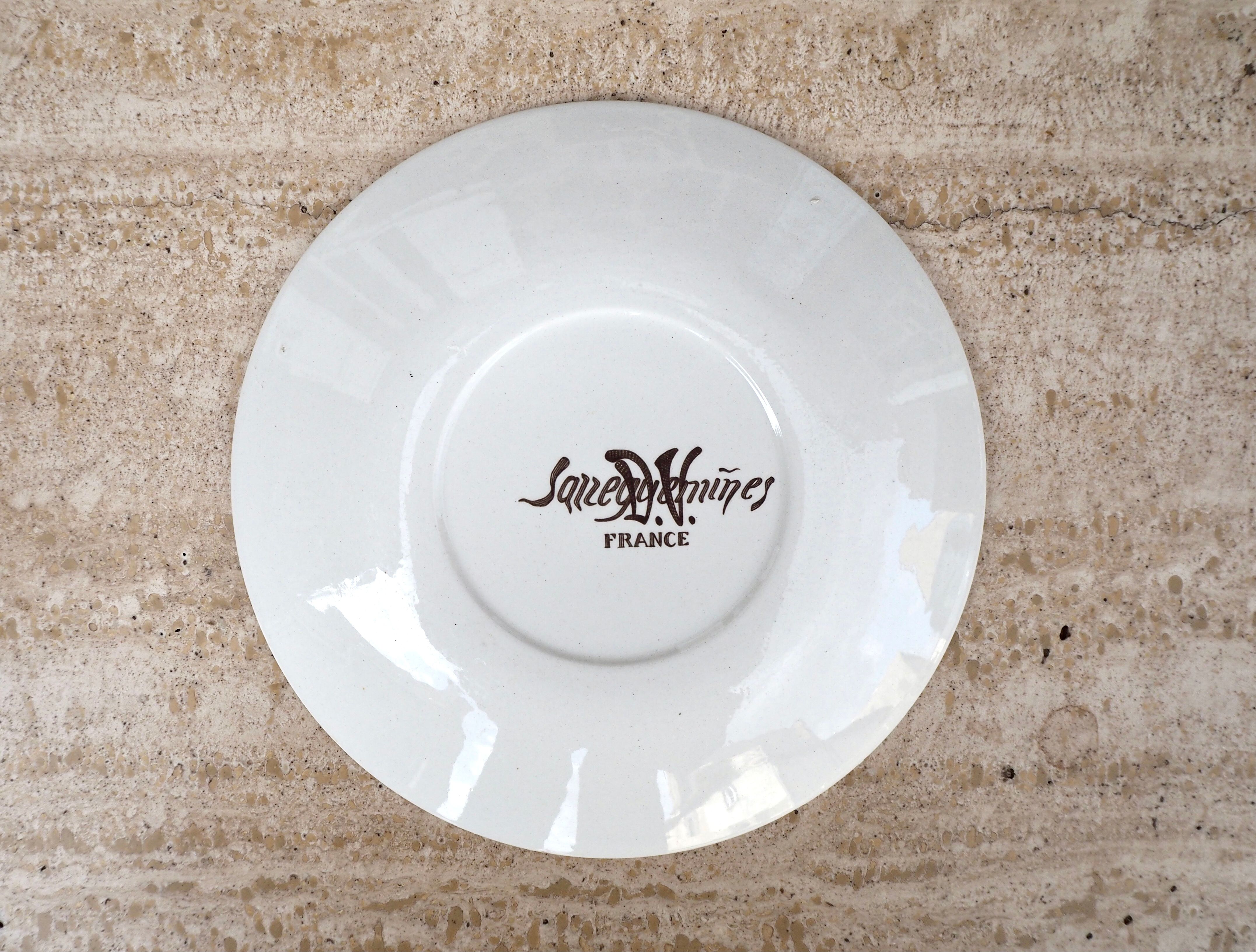 Set of 6 talking dessert plates Sarreguemines