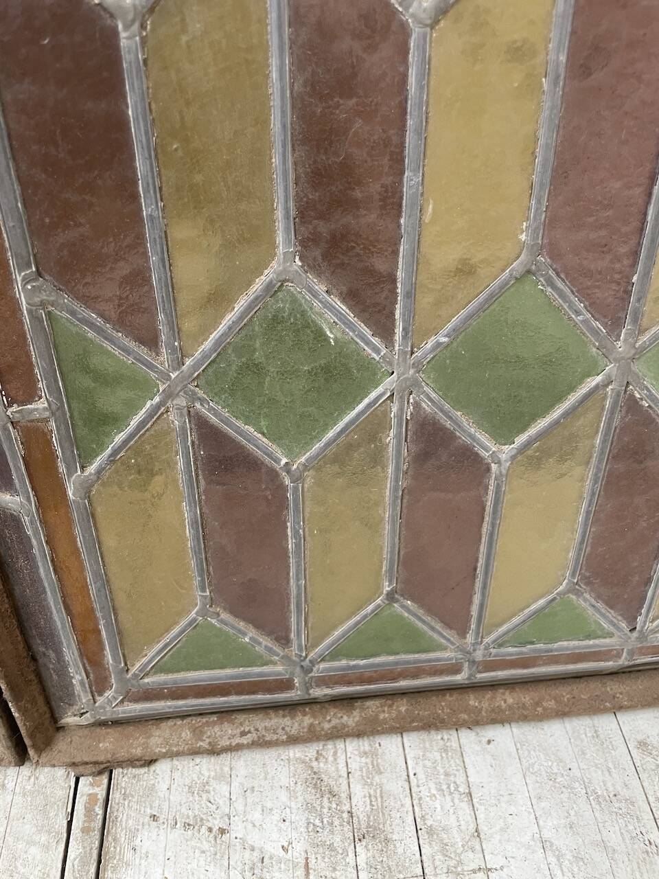 Old stained glass window in metal and glass 1900