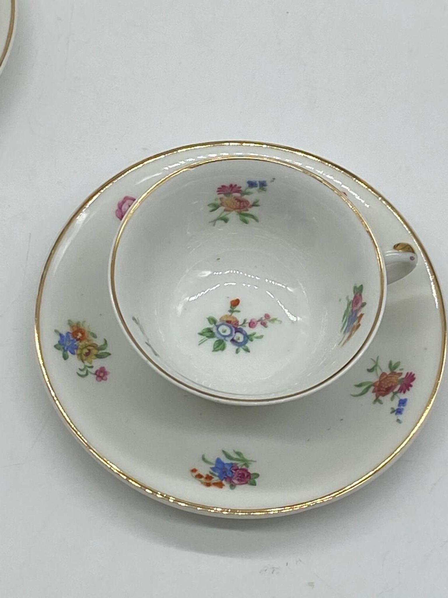 Antique Charles Ahrenfeldt porcelain service, flowers / floral / gilding