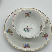 Antique Charles Ahrenfeldt porcelain service, flowers / floral / gilding