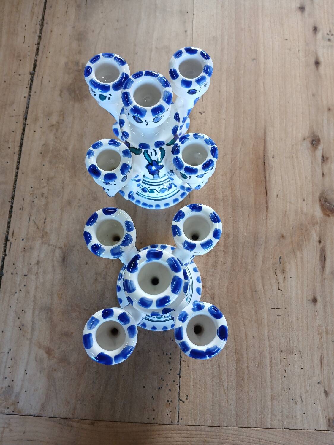 Pair of Tunisian ceramic candlesticks