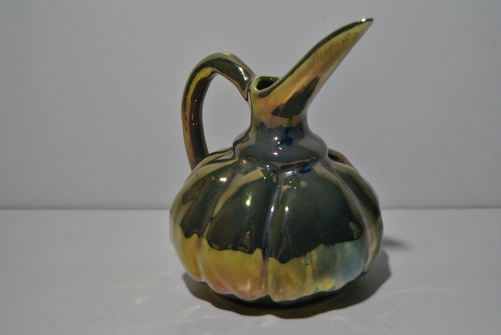 Ceramic pouring jug Rambervilliers art deco flamed sandstone metallic reflection
