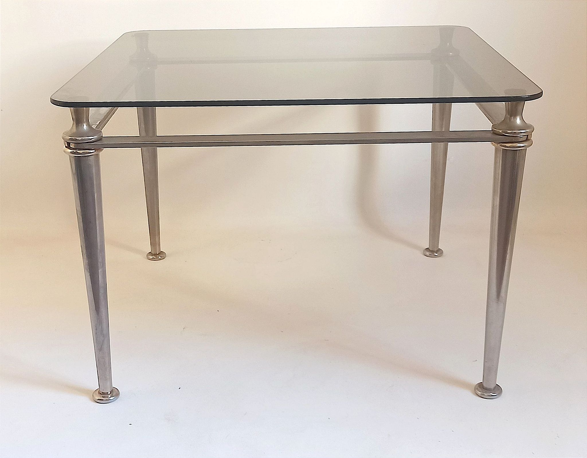 Steel coffee table and tempered glass 70s