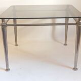 Table basse acier et verre trempé Années 70