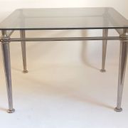 Steel coffee table and tempered glass 70s