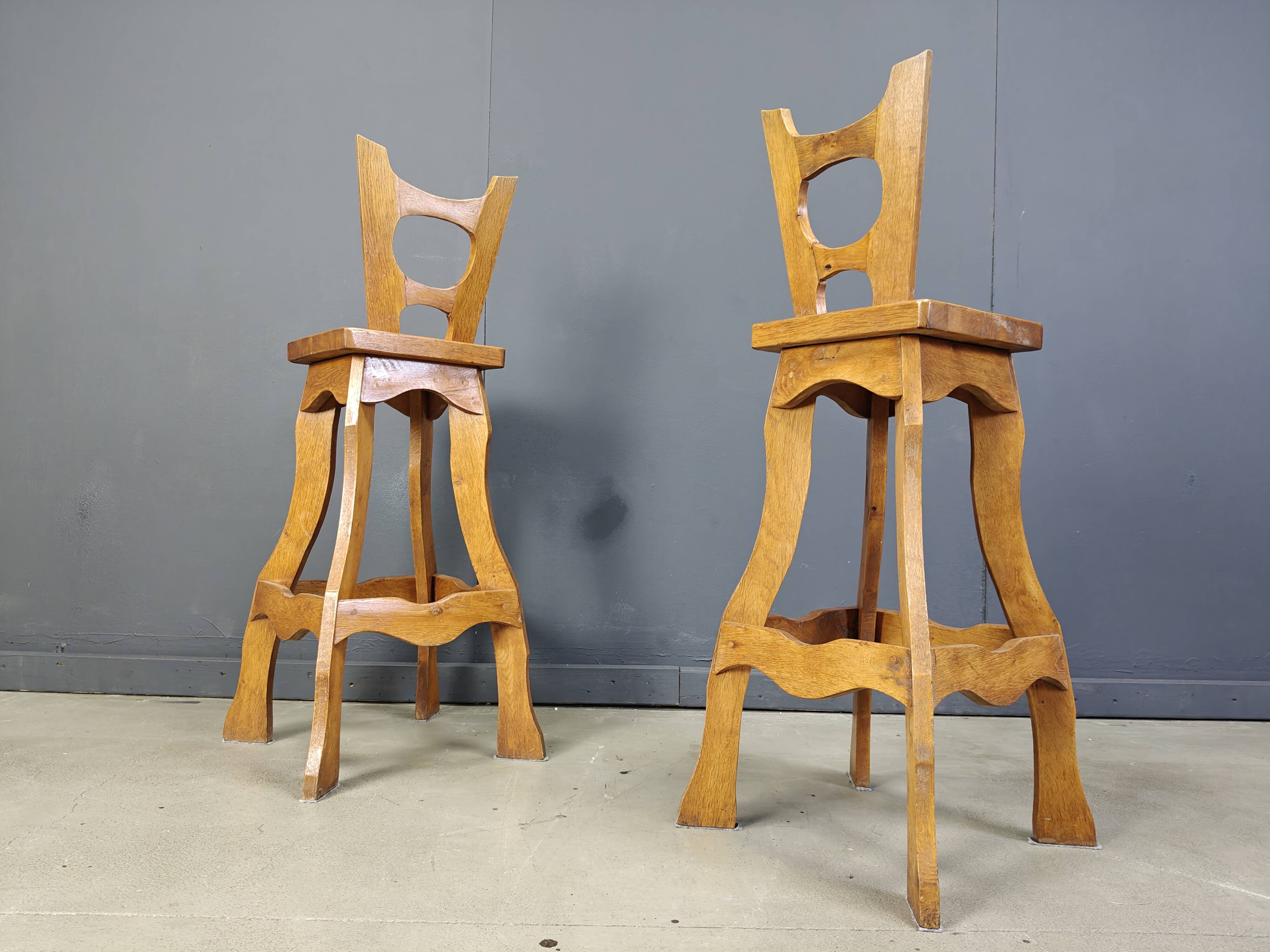 Vintage brutalist bar stools, set of 4 - 1960s