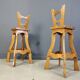 Vintage brutalist bar stools, set of 4 - 1960s