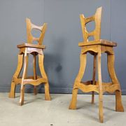 Vintage brutalist bar stools, set of 4 - 1960s