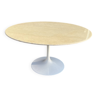 Vintage ronde Knoll Tulip eettafel (137cm) Marmer