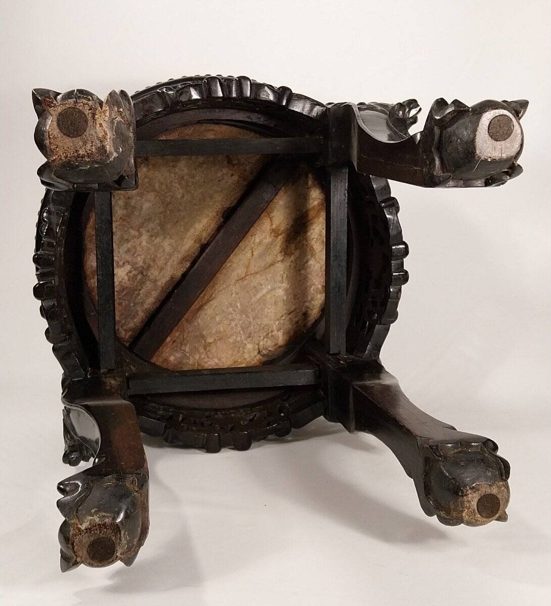 China, 19th century ironwood and marble pedestal coffee table