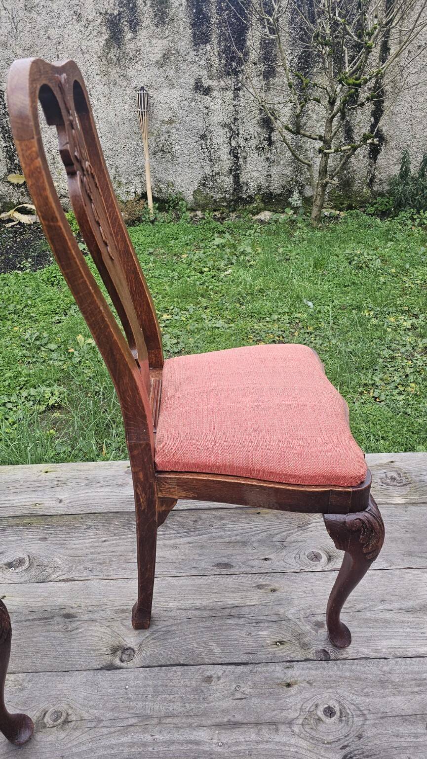 Set of 4 carved wooden chairs from the late 19th century in the Dutch style.