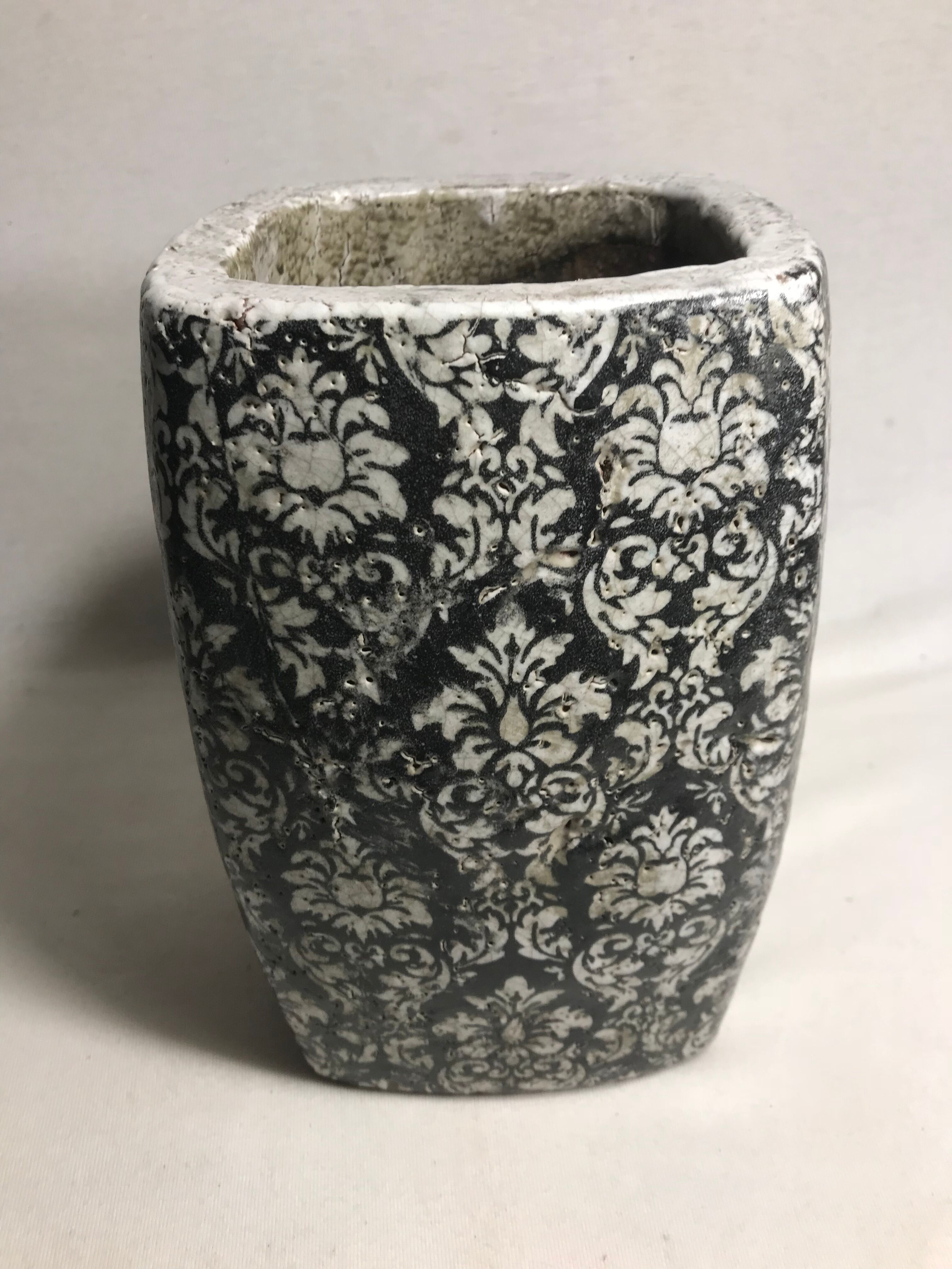 Old enamelled terracotta vase from the 70's vintage