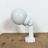 Vintage White Porcelain Wall Light with Milk Glass, 1950s