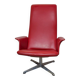 Bodafors-Verken swivel chair in red faux leather, Sweden, 1970s