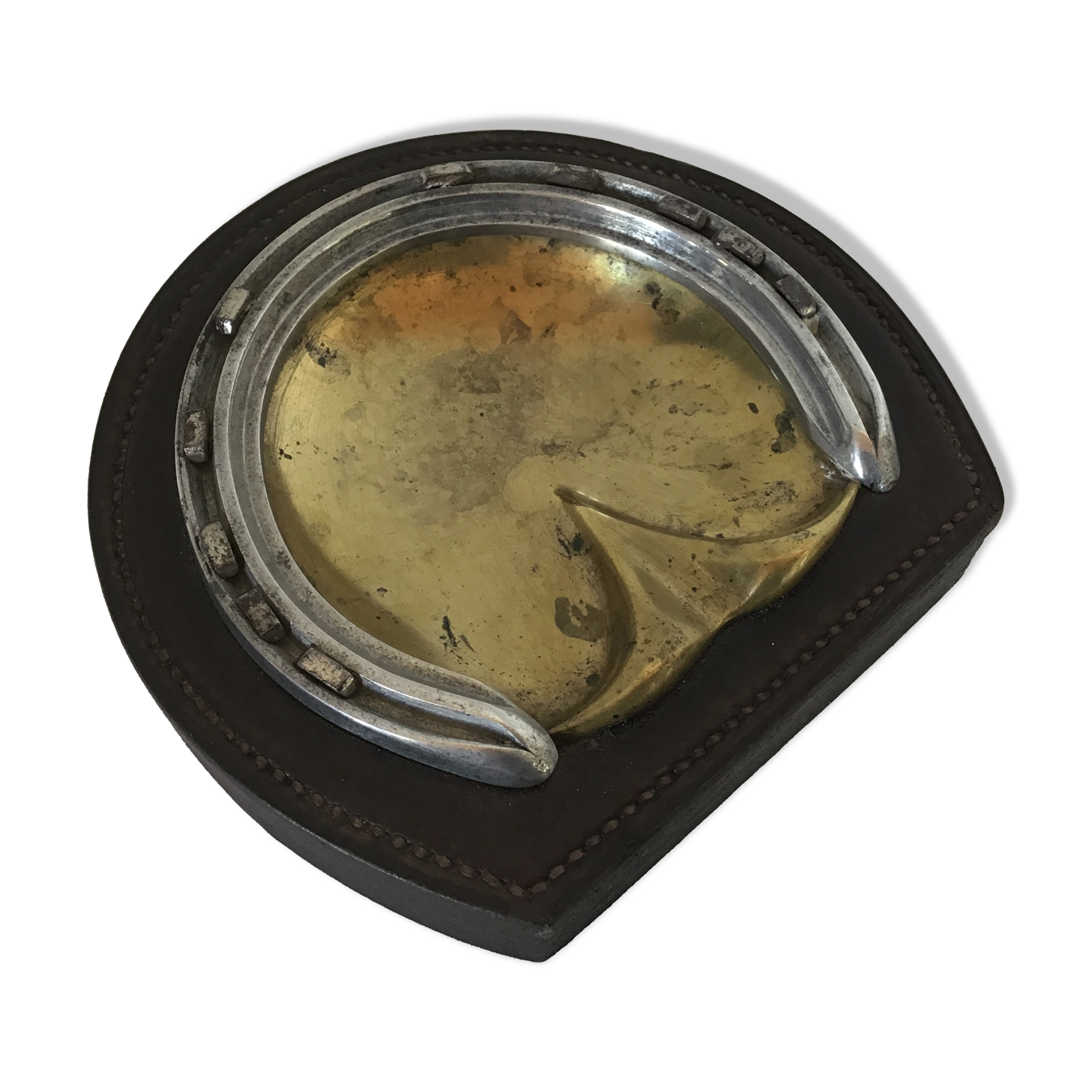 Hermes ashtray in leather horse-drawn horseshoe sting Paul Dupré Lafon Paris