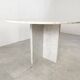Vintage round White marble dining table 1970s