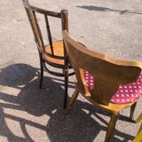 Set of 6 mismatched vintage wooden bistro chairs