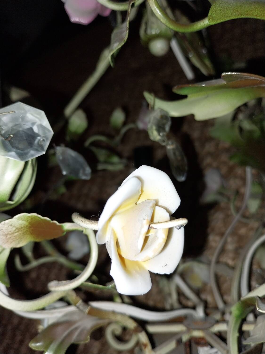 Painted metal and porcelain chandelier