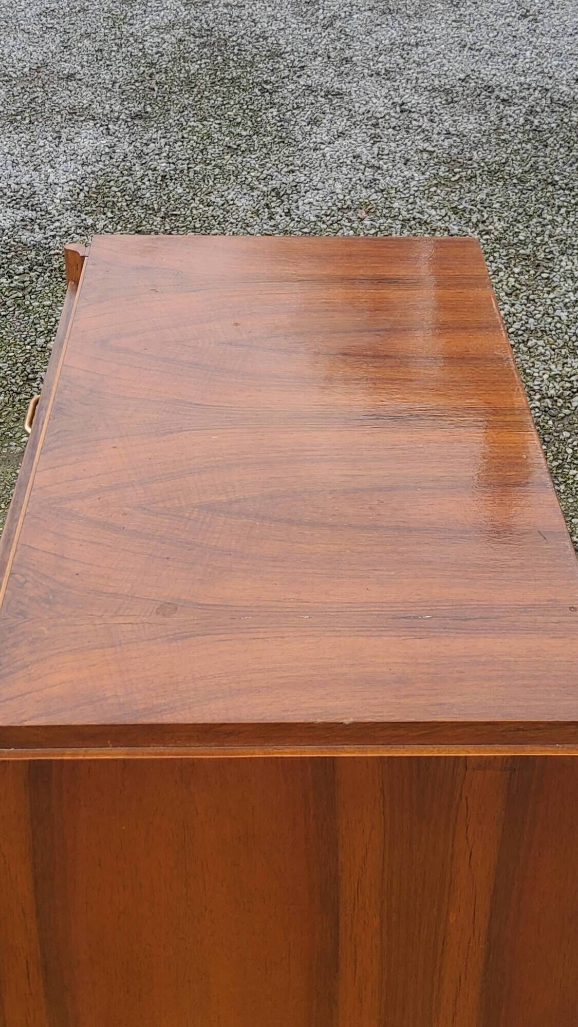 Vintage chest of drawers in walnut compass legs 4 drawers from the 1950s