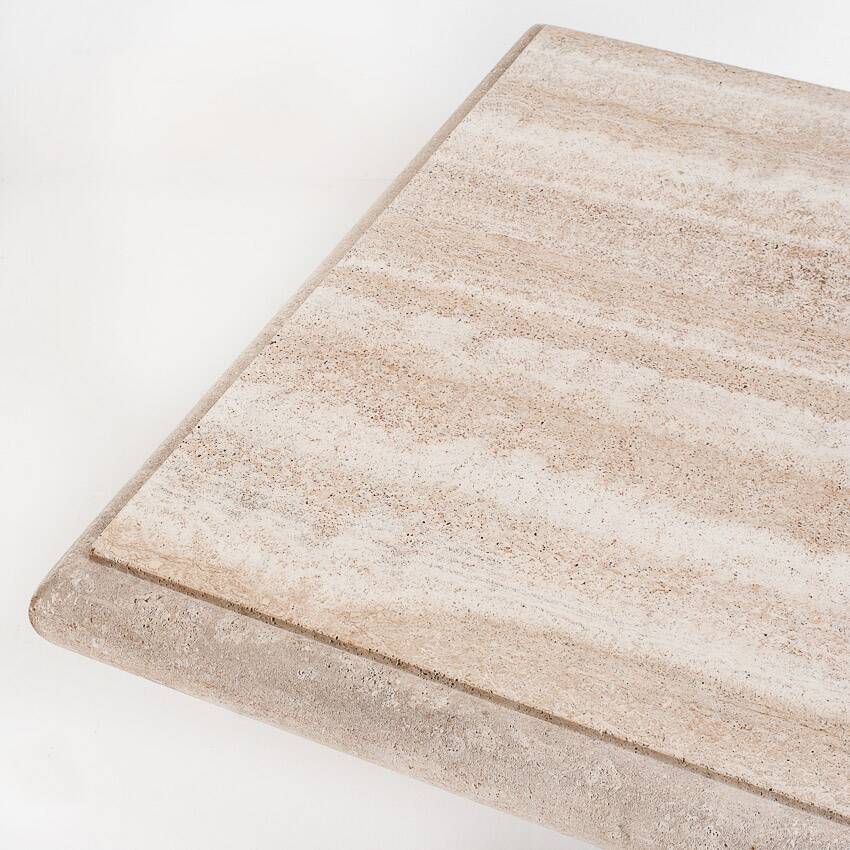 Large vintage travertine marble coffee table. Italy, 1980s