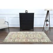 Vintage Turkish Oushak Handmade Wool Cotton Yellow Area Rug 119X210