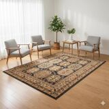 Beige and black Persian rug AJNA - Wool