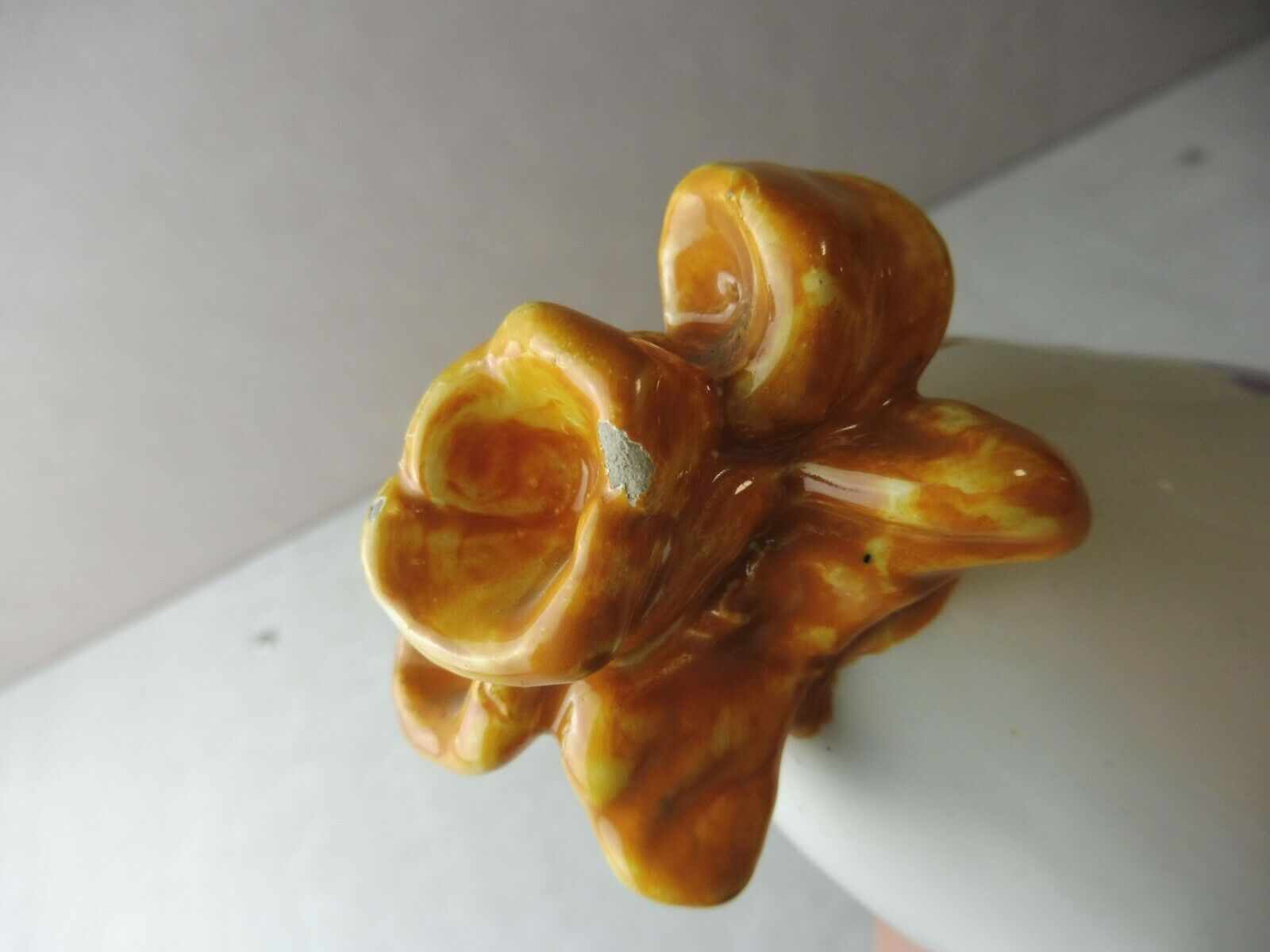 Old empty pocket / cut, decoration flowers and knots, ceramic St Clement 1850